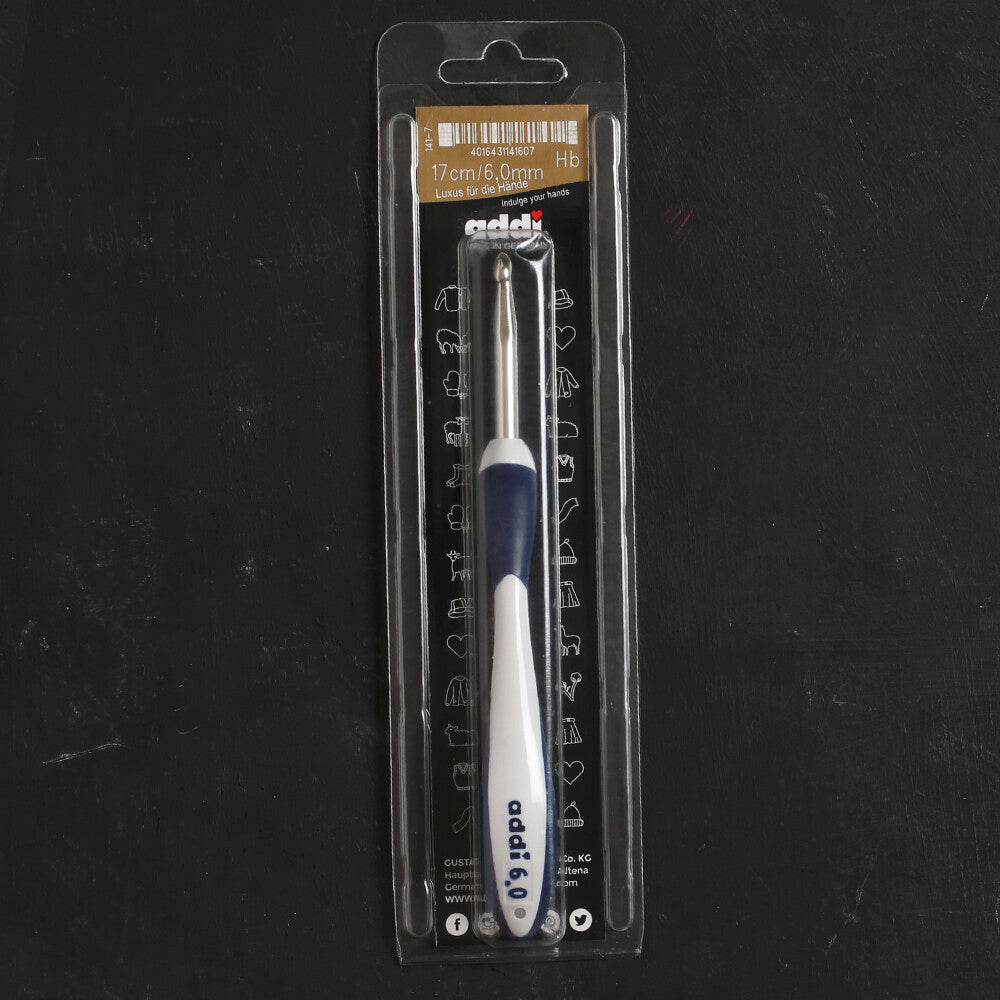 Addi Swing Maxi 6 Mm 17 Cm Lacivert Ergonomik Yün Tığ - 141-7